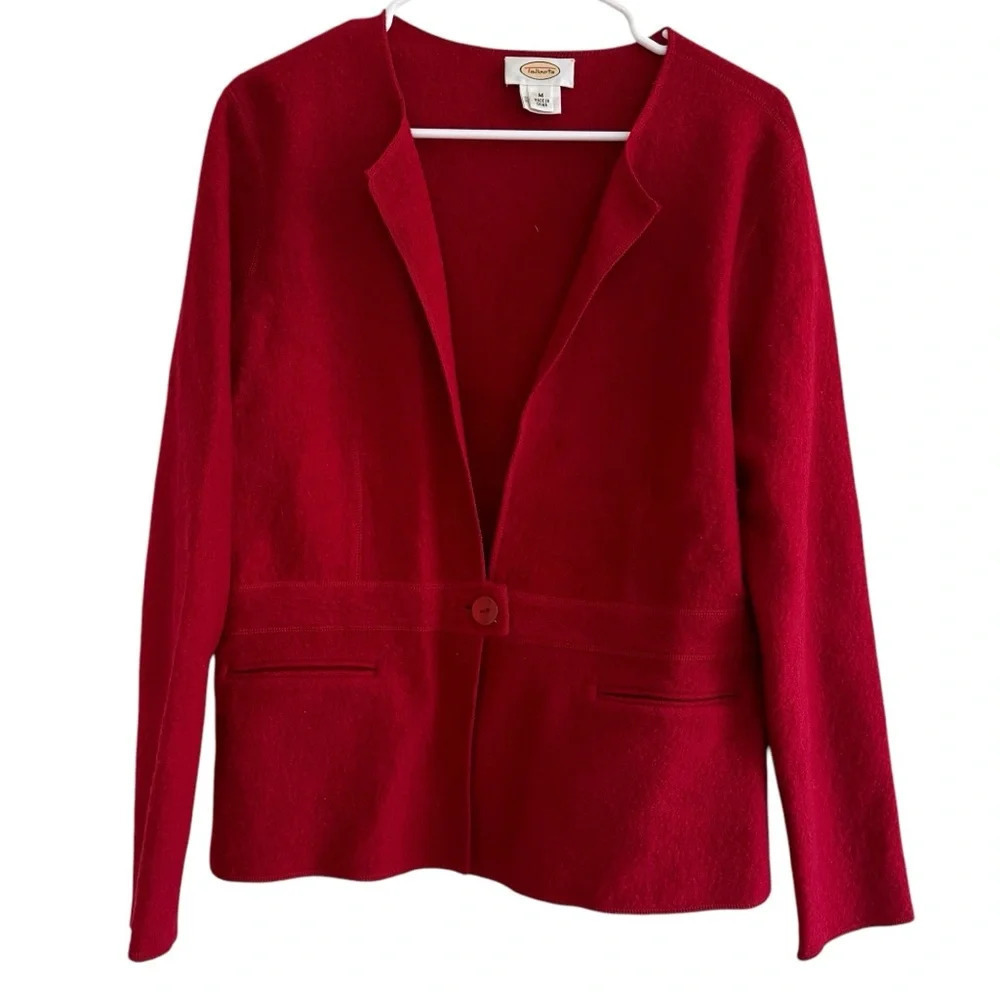 Talbots Red 100% Wool Blazer Jacket Long Sleeve Classic Preppy M